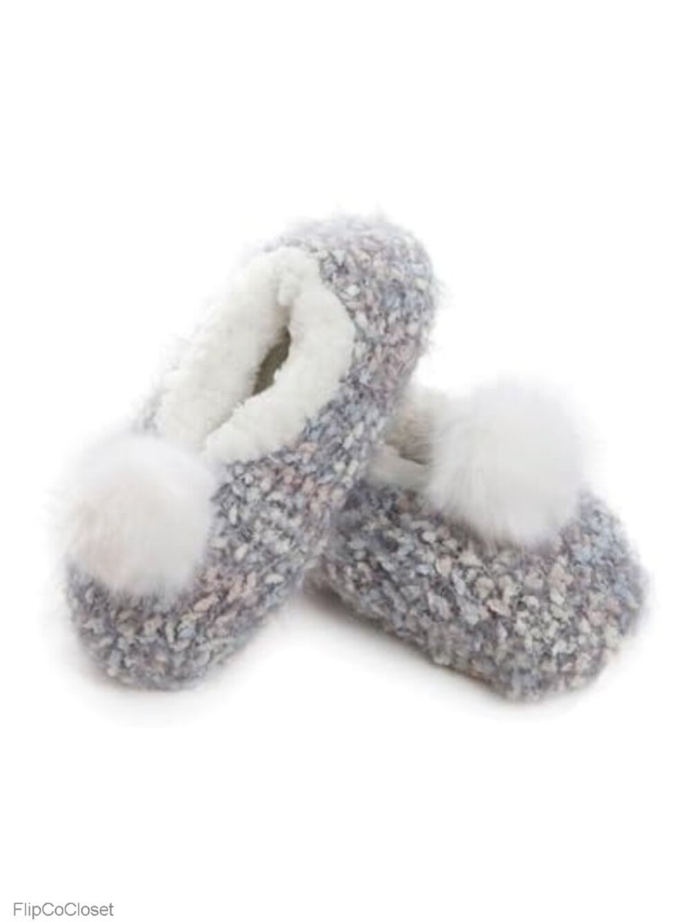 Plush Pom-Pom Knit Mocc Non-Skid Indoor Soft Sole